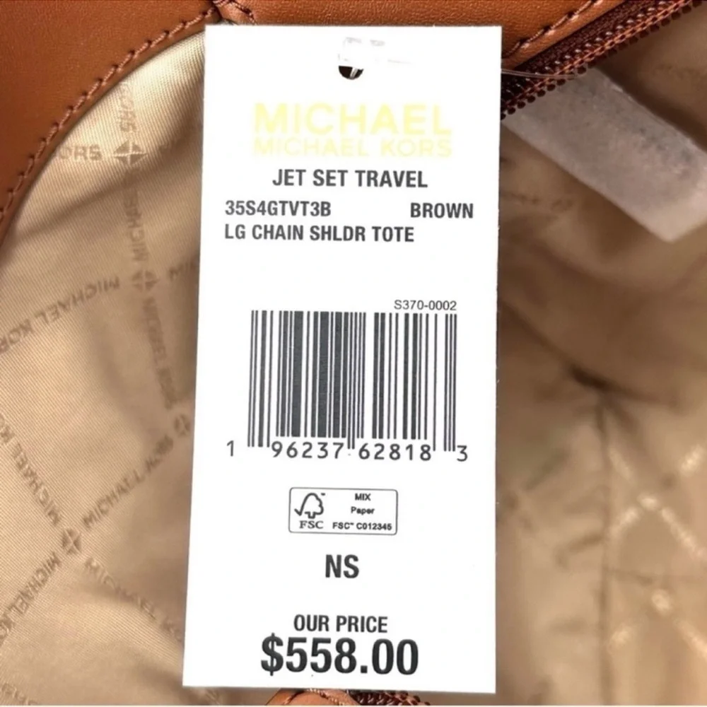 Michael Kors Large Jet Set Travel Chain Shoulder Bag Brown
